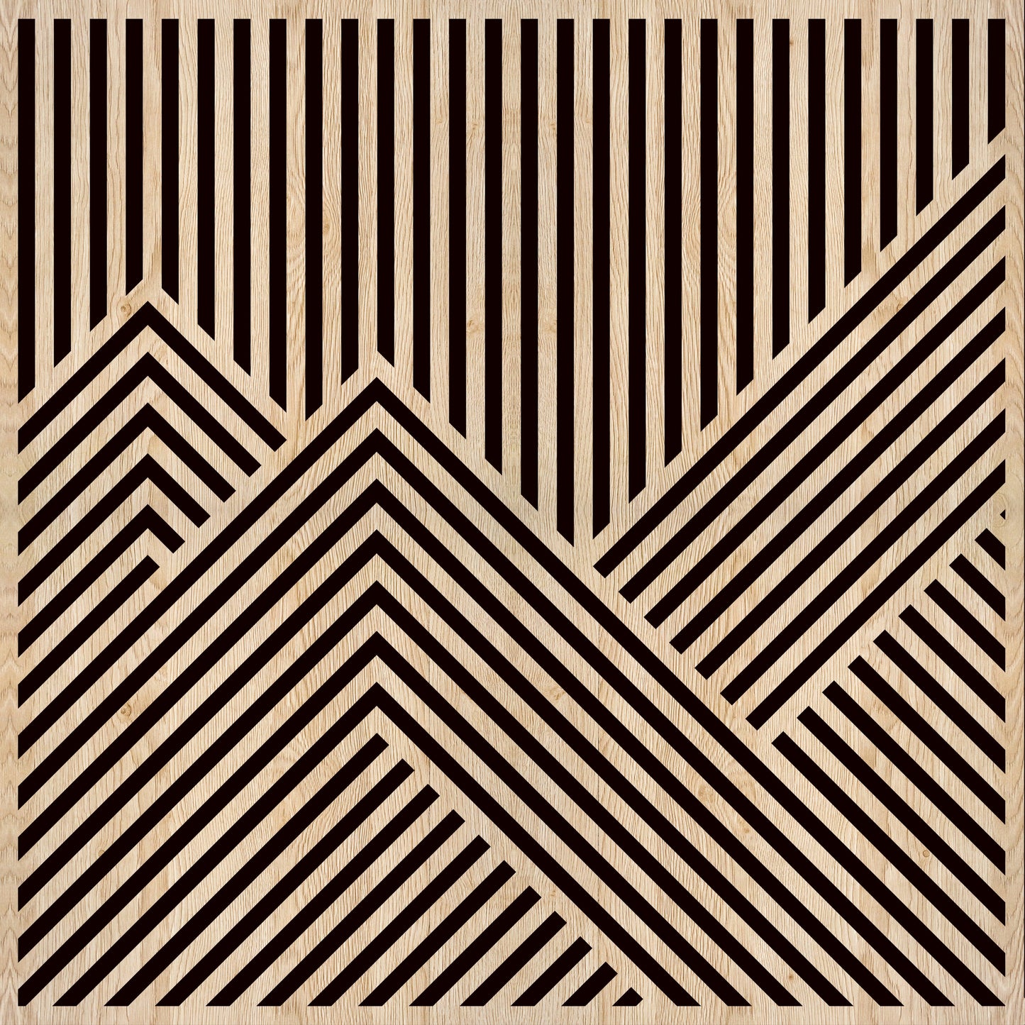 Effetto Legno - Serie geometrica tre montagne | con texture in rilievo Stampato in 3D - Materico
