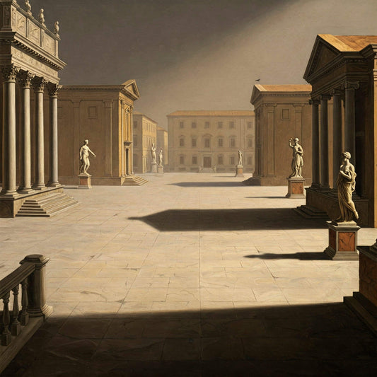 Ispirazione De Chirico - Piazza romana vuota | Stampa piatta HD o in 3D