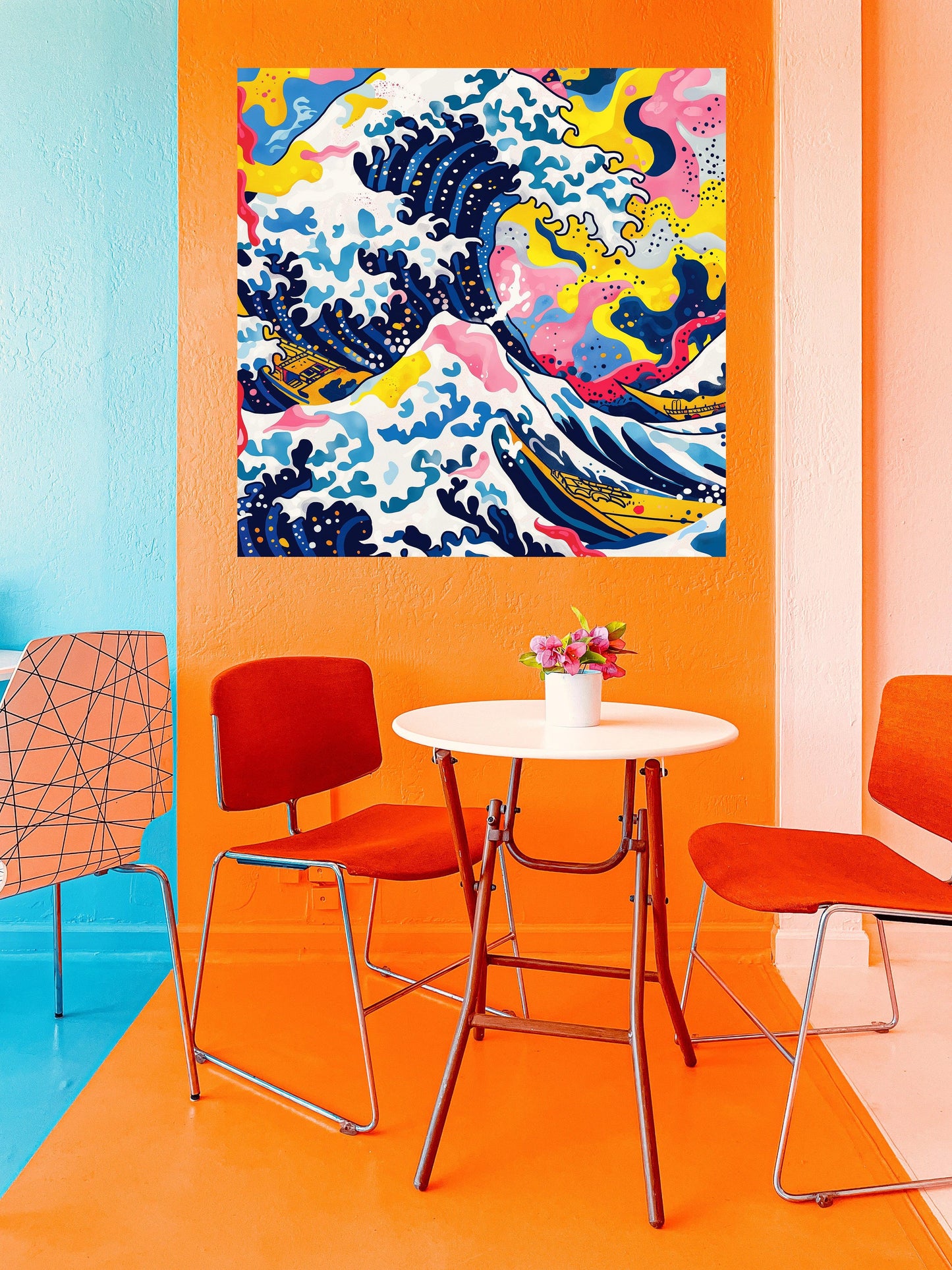 Pop Art - Onda di Hokusai blu | Stampa piatta HD o in 3D - Materico