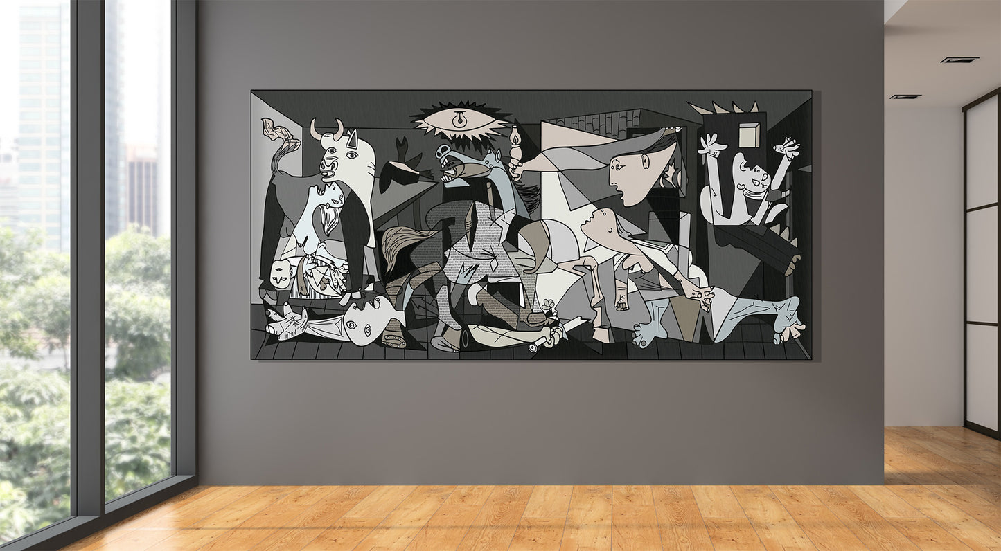 Picasso - Guernica monocromatico | Stampa piatta HD o in 3D