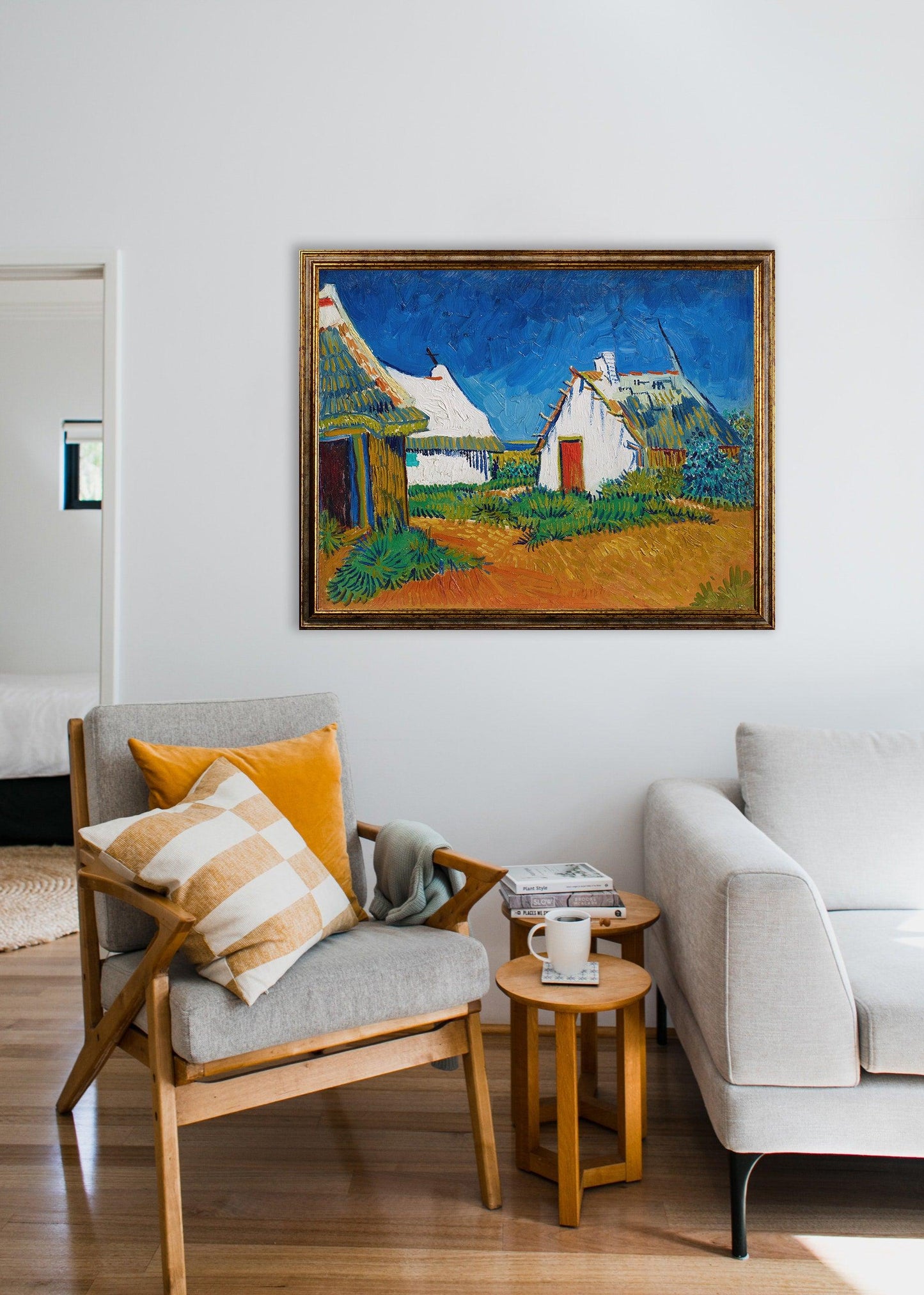 Van Gogh - Tre cottage bianchi a Saintes Maries | Stampa piatta HD o in 3D - Materico