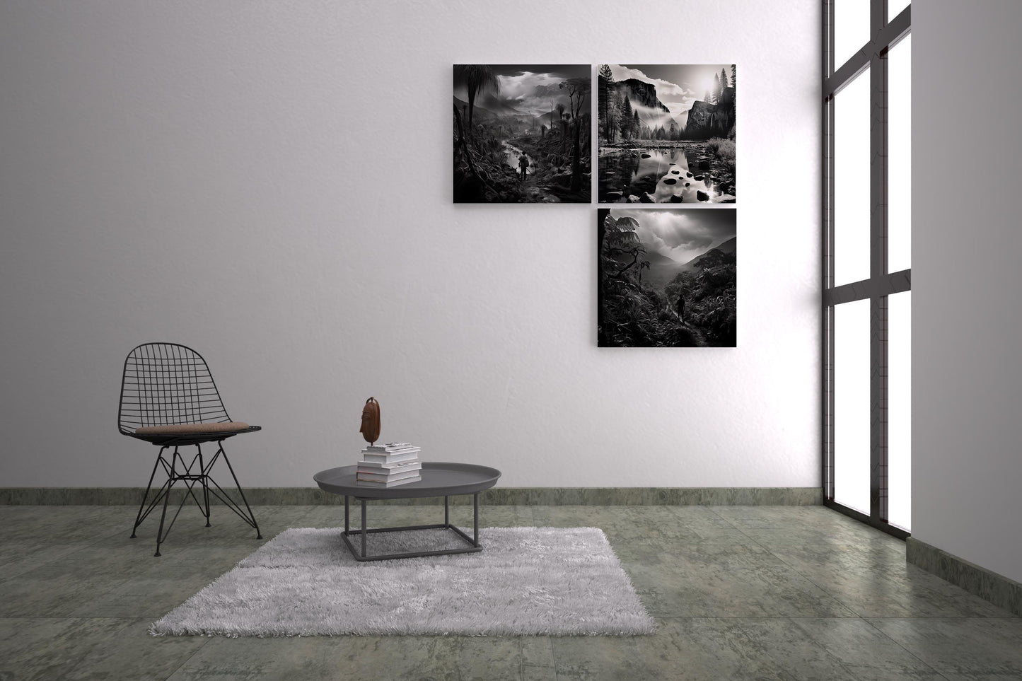 Disegno bianco e nero - Yosemite stile Ansel Adams | Effetto lucido - Materico