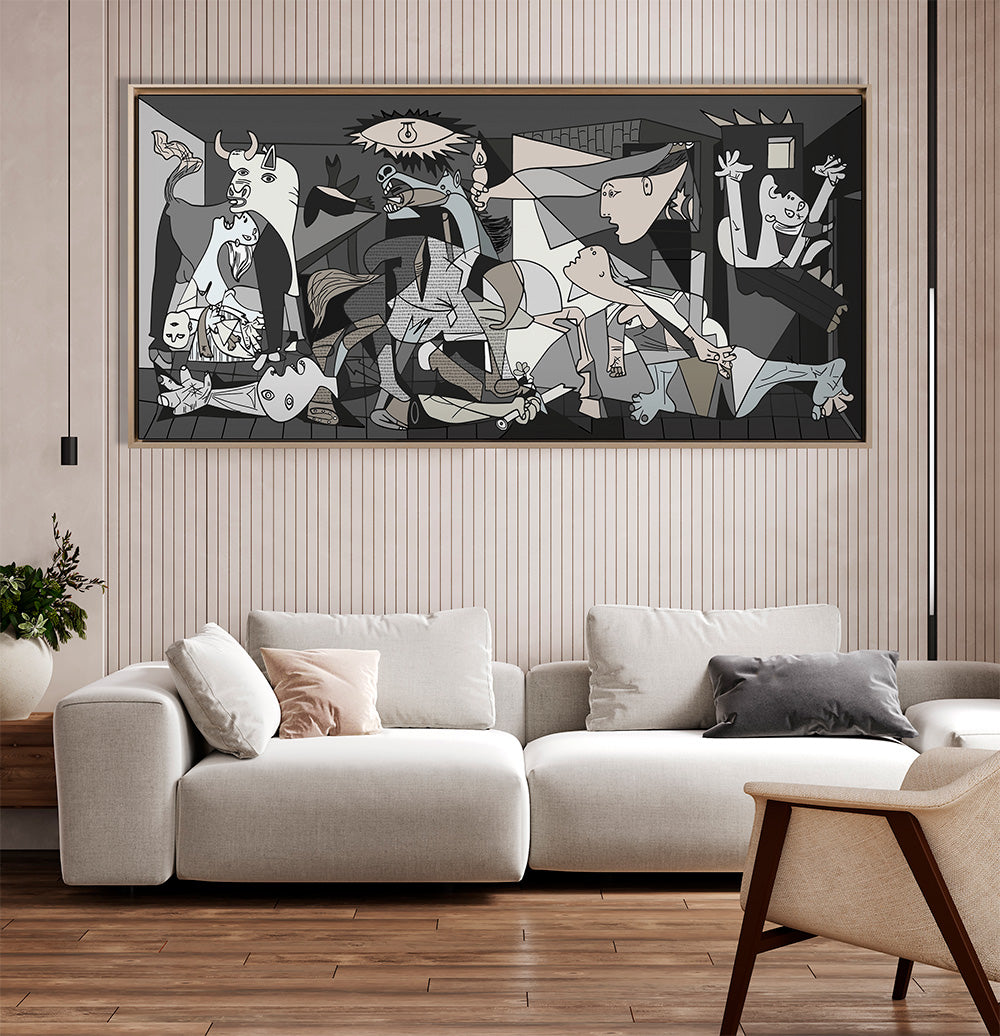 Picasso - Guernica monocromatico | Stampa piatta HD o in 3D