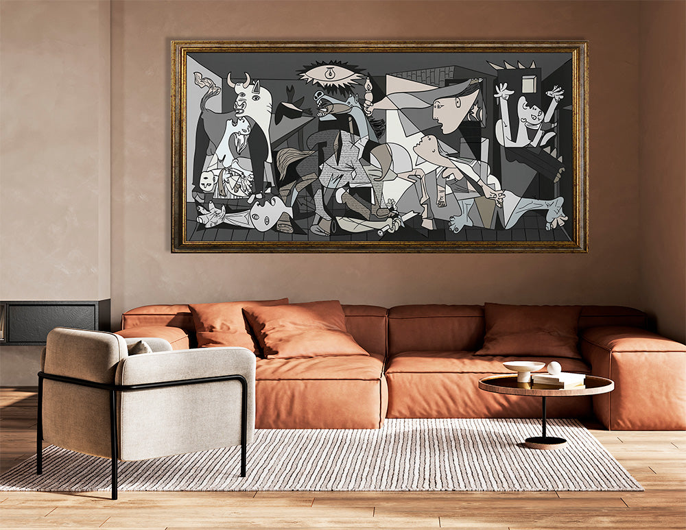 Picasso - Guernica monocromatico | Stampa piatta HD o in 3D