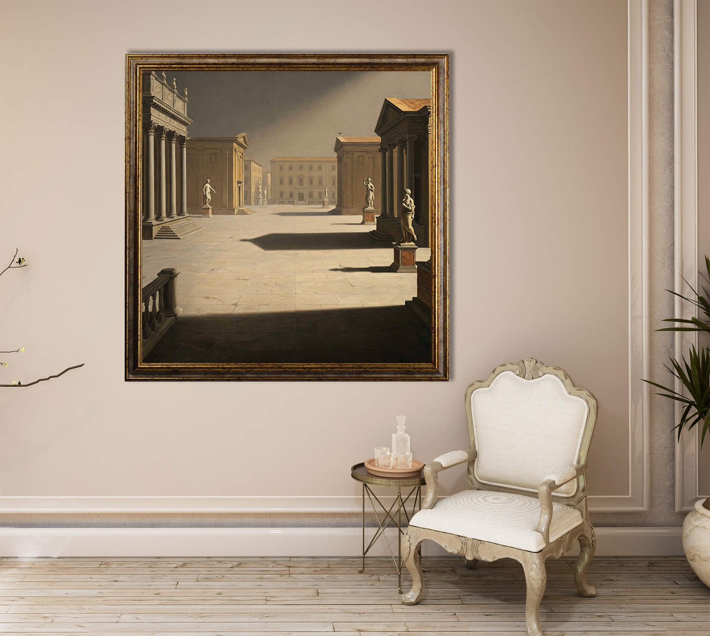 Ispirazione De Chirico - Piazza romana vuota | Stampa piatta HD o in 3D