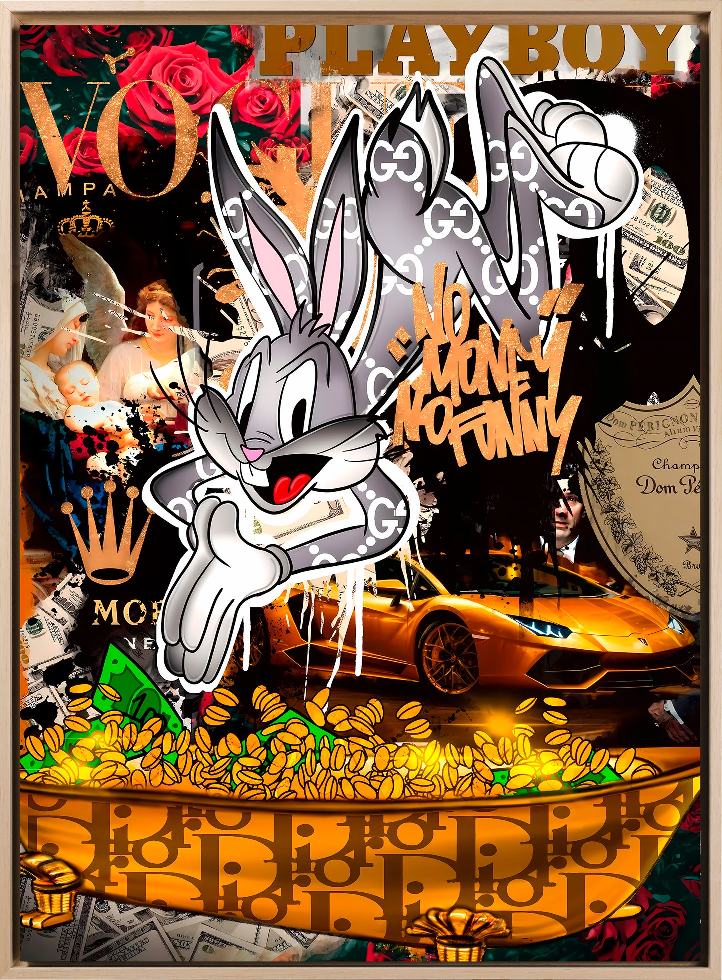 Street art - No money no funny | Stampa piatta HD o in 3D