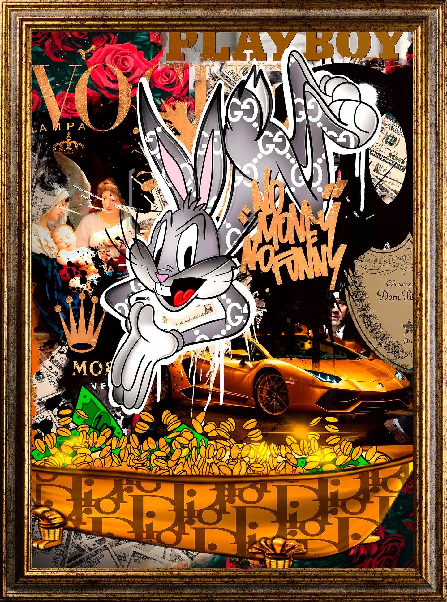 Street art - No money no funny | Stampa piatta HD o in 3D