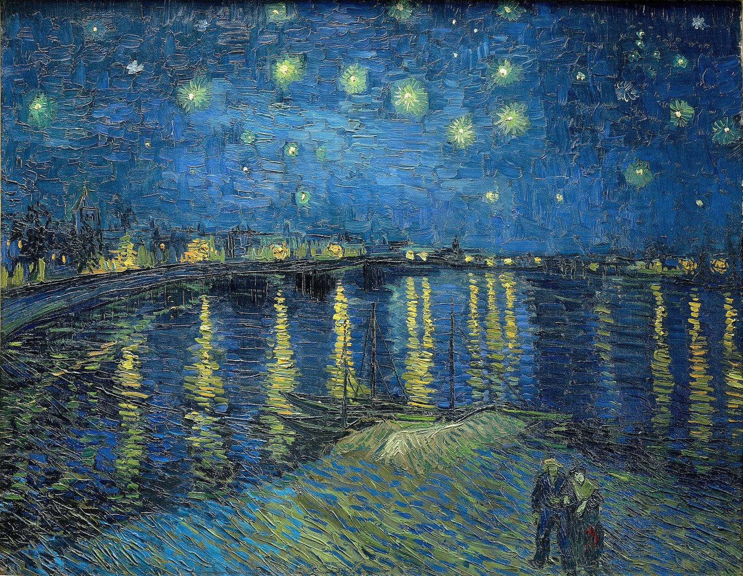 Van Gogh - Notte stellata sul Rodano | Stampa piatta HD o in 3D - Materico
