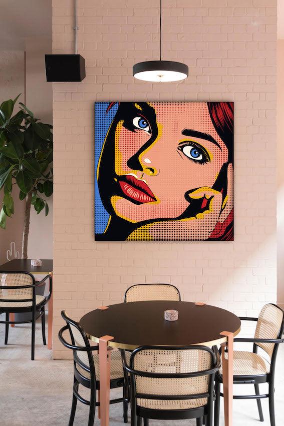 Pop art - Volto donna frontale ispirato a Roy Lichtenstein | Effetto lucido - Materico