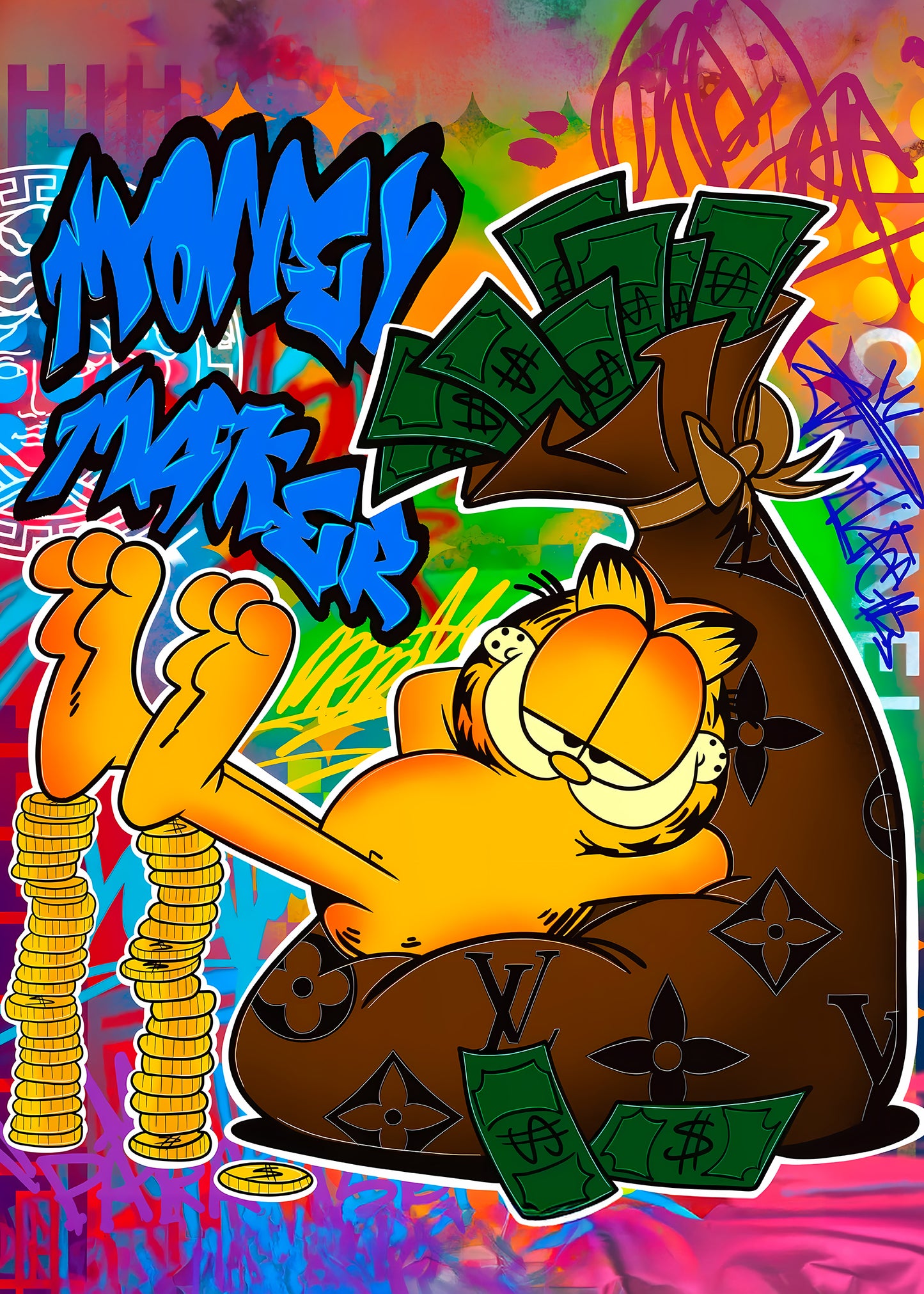 Street art - Garfield | Stampa piatta HD o in 3D