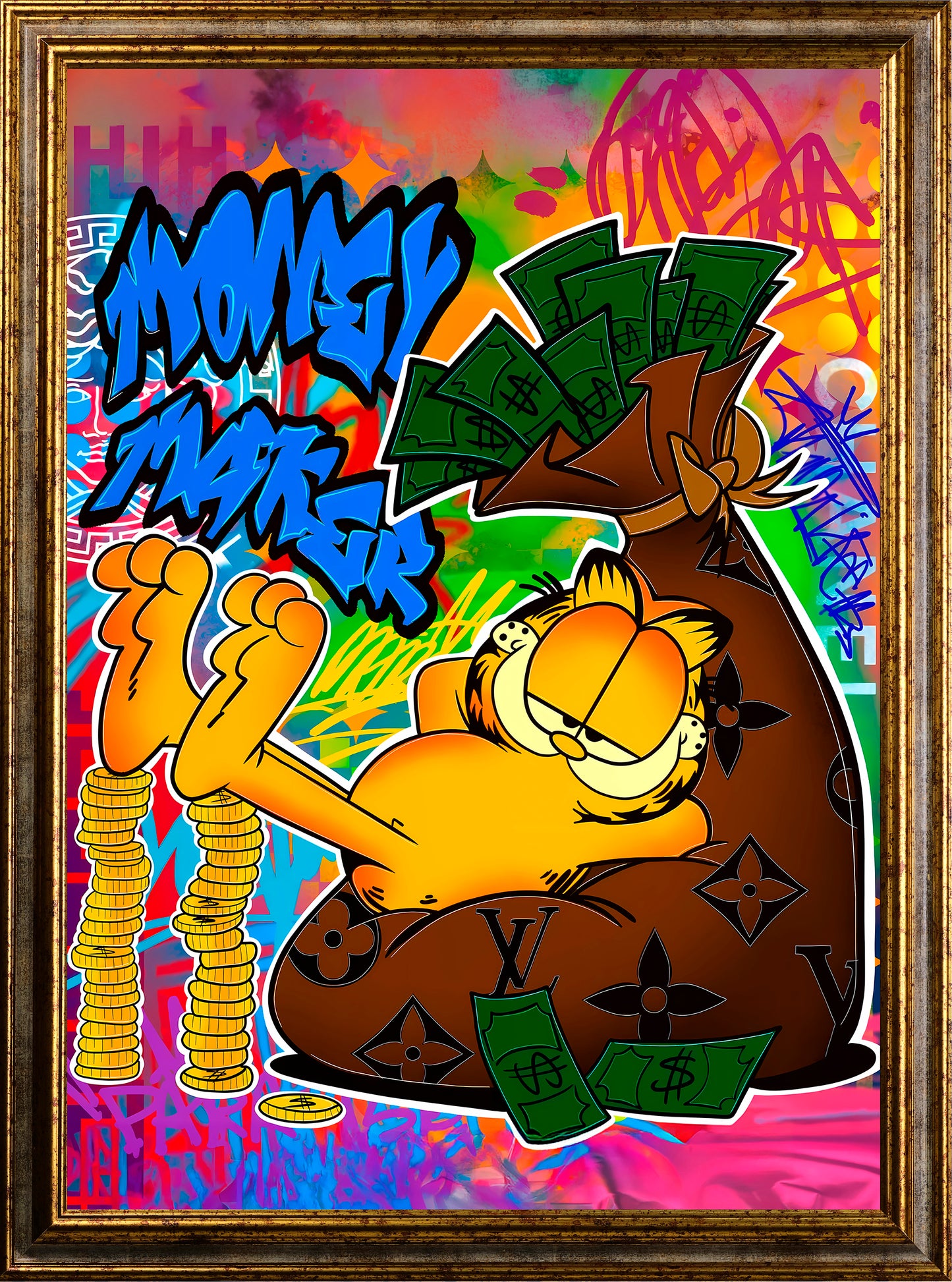 Street art - Garfield | Stampa piatta HD o in 3D