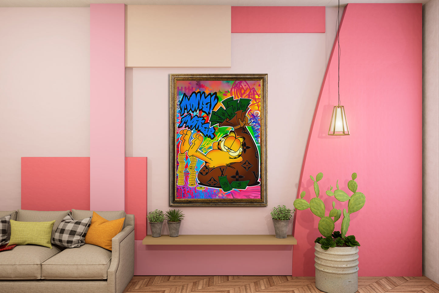 Street art - Garfield | Stampa piatta HD o in 3D