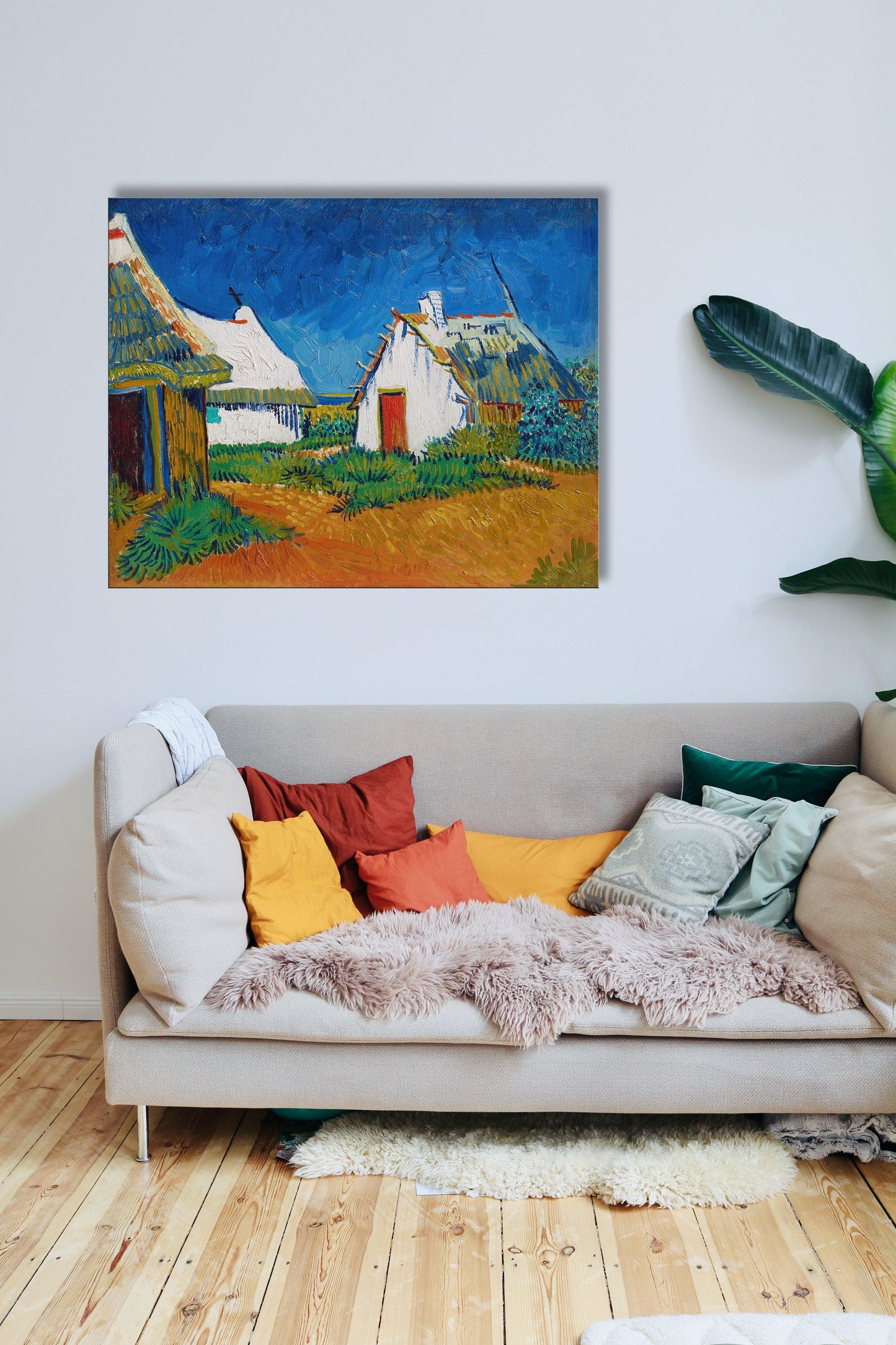 Van Gogh - Tre cottage bianchi a Saintes Maries | Stampa piatta HD o in 3D - Materico