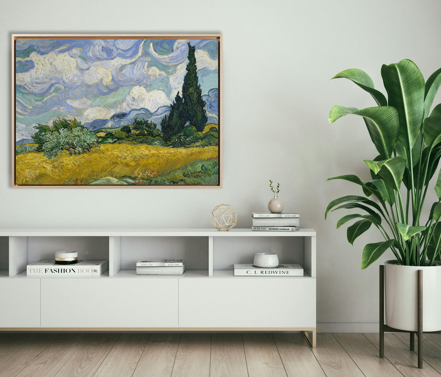 Van Gogh - Campo di grano con cipressi | Stampa piatta HD o in 3D - Materico