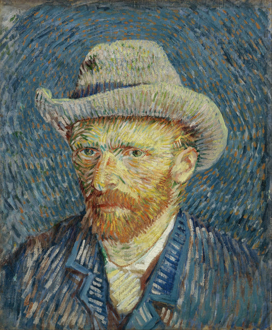 Van Gogh - Autoritratto con cappello di feltro grigio | Stampa piatta HD o in 3D - Materico