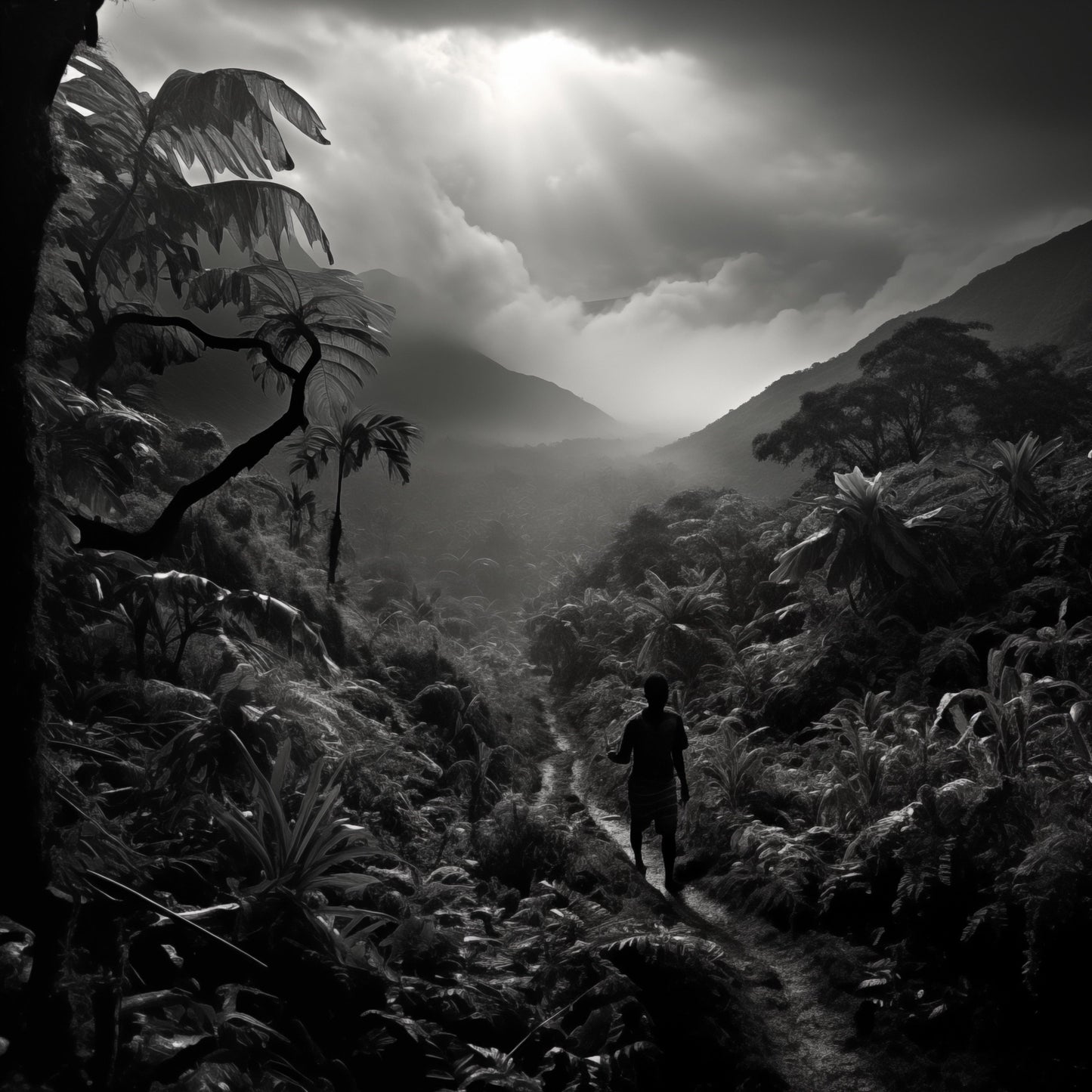 Disegno bianco e nero - Disegno Natura in stile Salgado | Effetto lucido - Materico