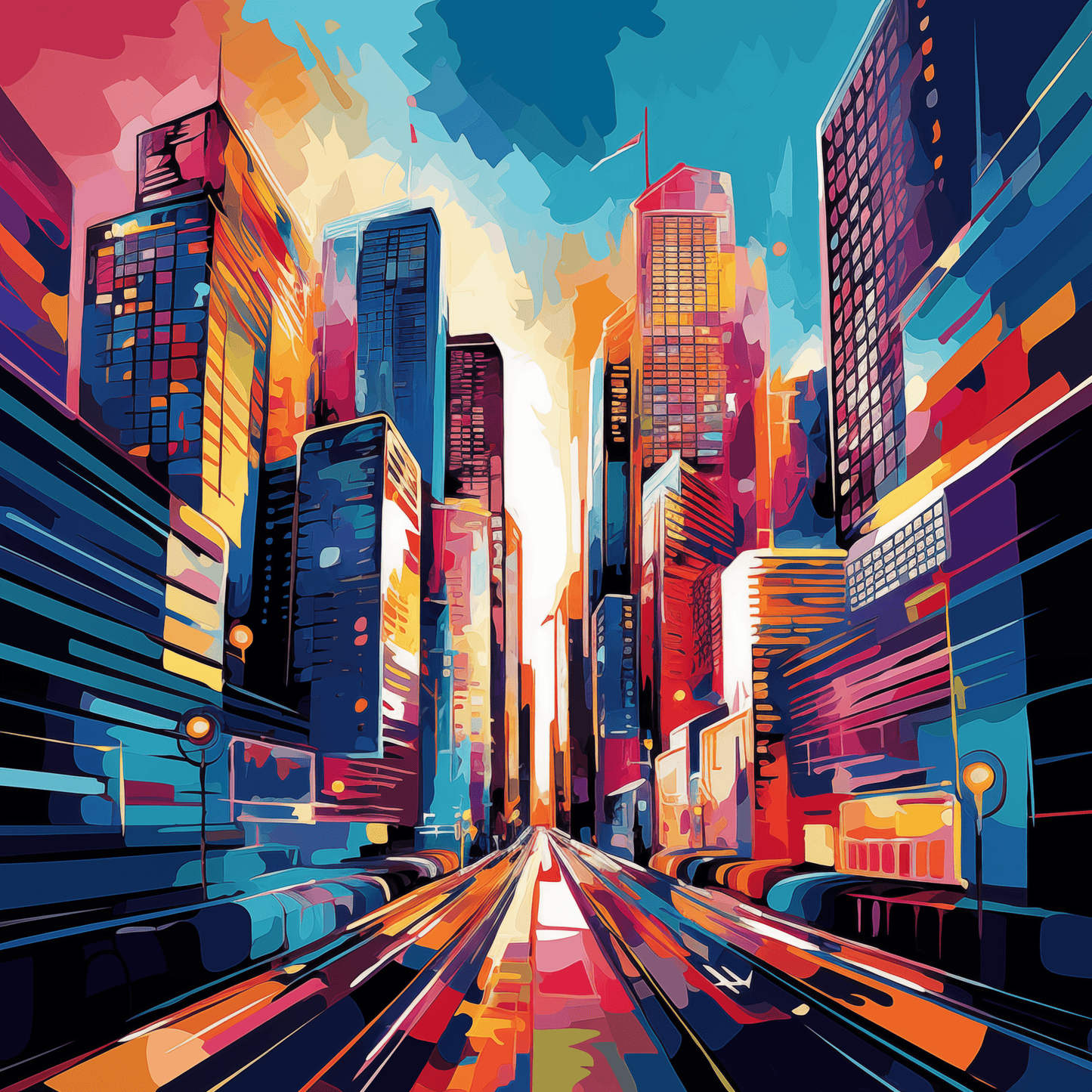 Pop art - Città americana in stile pop art | Stampa piatta HD o in 3D - Materico