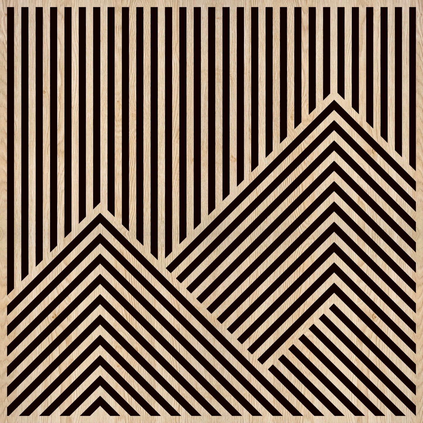 Effetto Legno - Serie geometrica due montagne | con texture in rilievo Stampato in 3D - Materico
