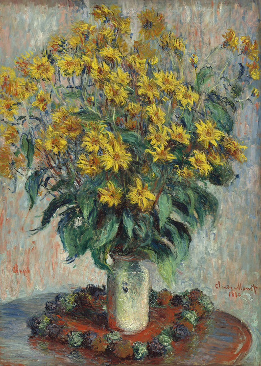 Monet -Fiori di topinambur | Stampa piatta HD o in 3D