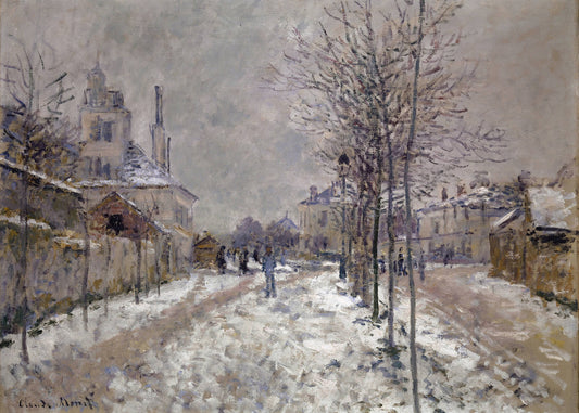 Monet -Il Boulevard De Pontoise coperto di neve a Argenteuil | Stampa piatta HD o in 3D
