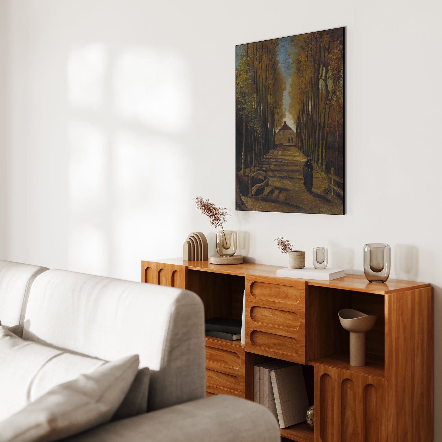 Van Gogh - Viale dei pioppi in autunno | Stampa piatta HD o in 3D