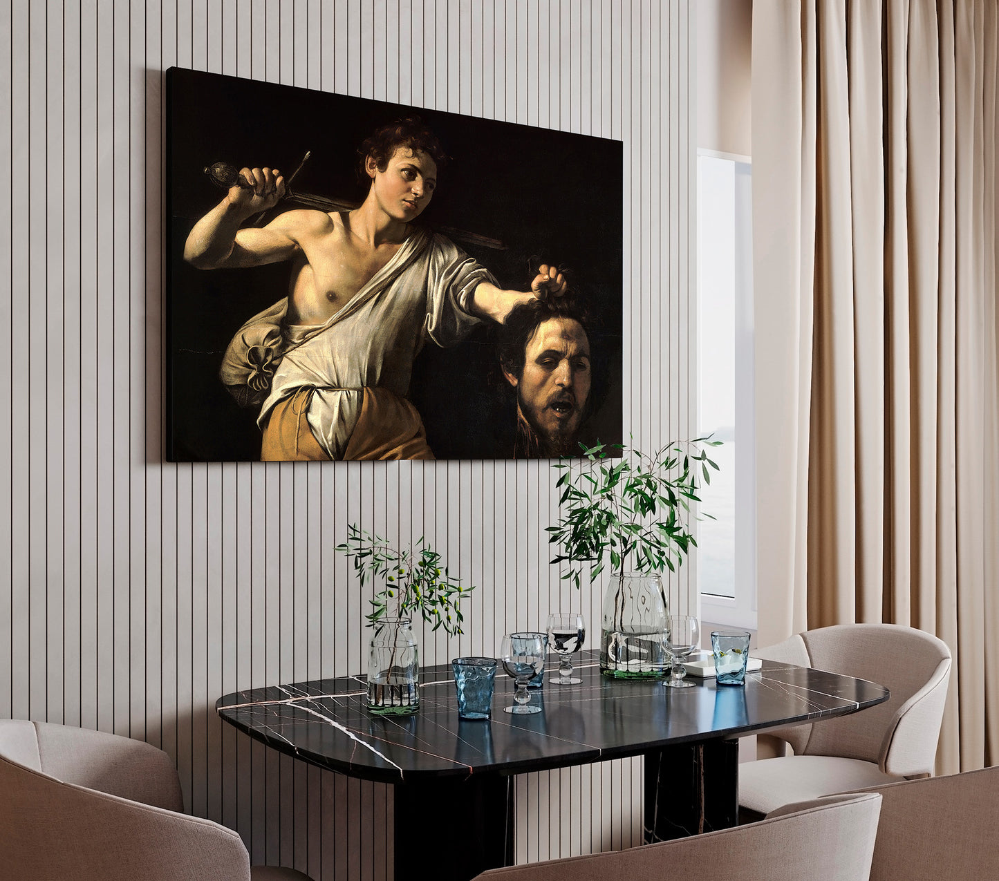 Caravaggio - Davide con la testa di Golia | Stampa piatta HD o 3D
