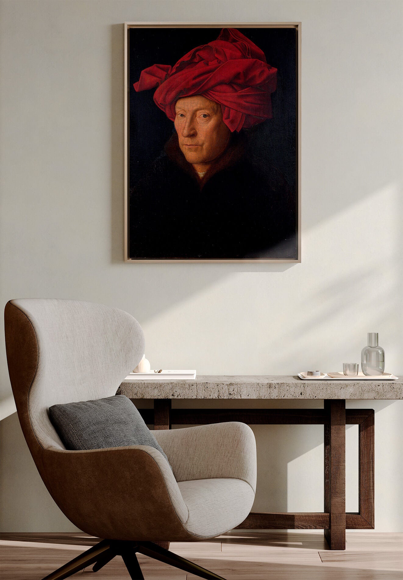 Jan Van Eyck- Ritratto di uomo con turbante rosso | Stampa piatta HD o in 3D