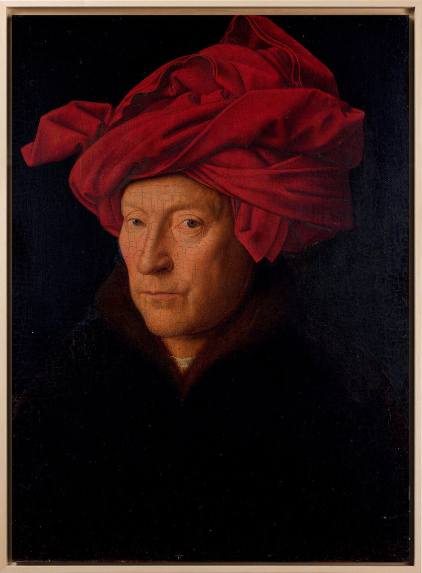 Jan Van Eyck- Ritratto di uomo con turbante rosso | Stampa piatta HD o in 3D