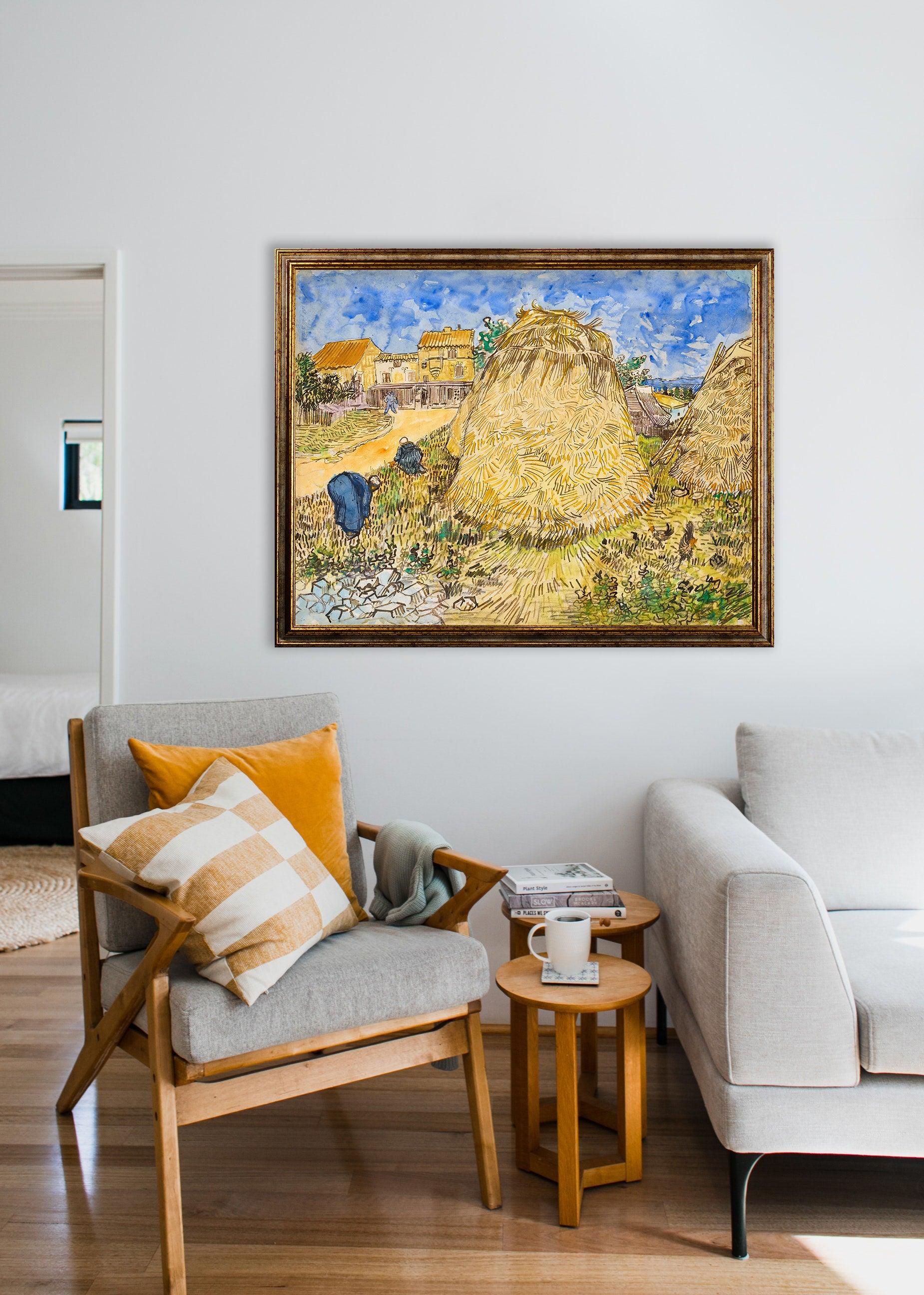 Van Gogh - Cataste di grano | Stampa piatta HD o in 3D - Materico