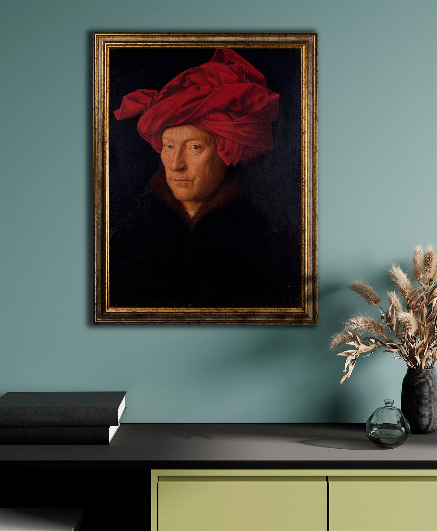 Jan Van Eyck- Ritratto di uomo con turbante rosso | Stampa piatta HD o in 3D