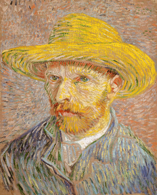 Van Gogh - Autoritratto con cappello di paglia | Stampa piatta HD o in 3D - Materico
