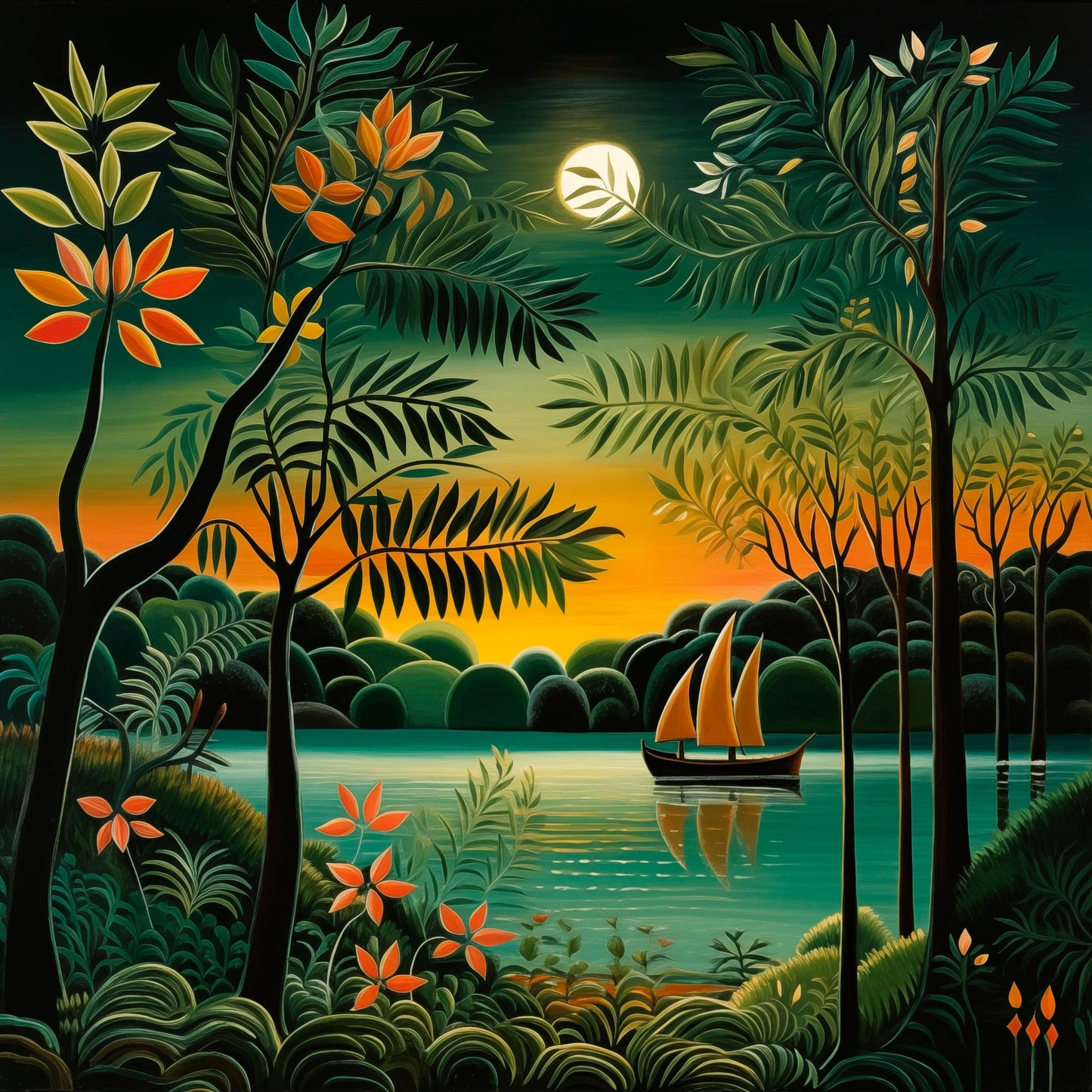 Natura - Disegno in stile Henri Rousseau | Effetto lucido - Materico