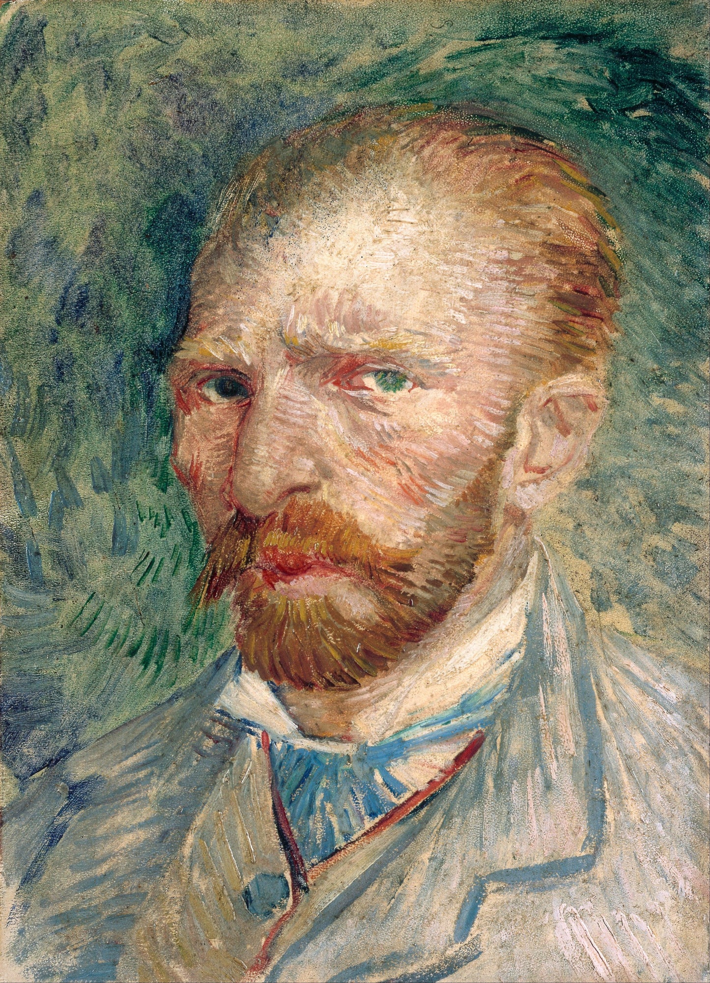 Van Gogh - Autoritratto con sfondo verde | Stampa piatta HD o in 3D - Materico