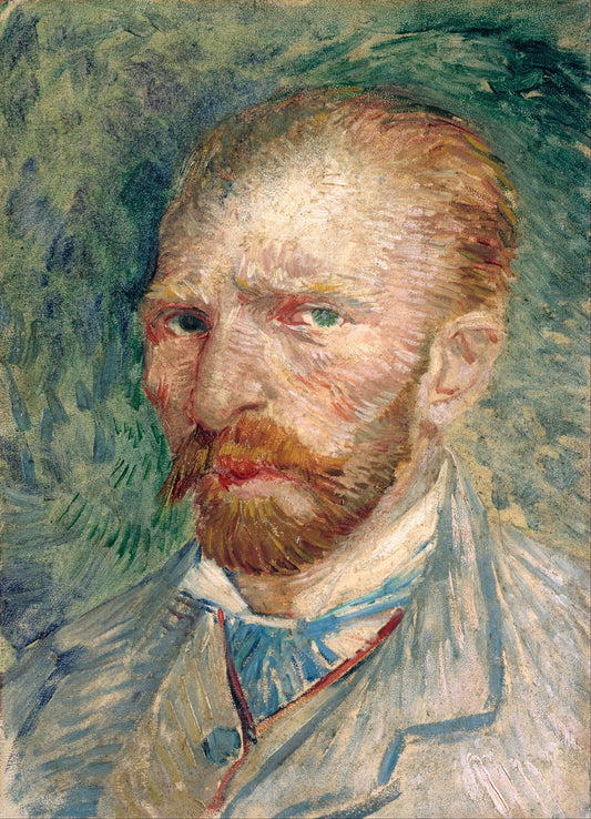 Van Gogh - Autoritratto con sfondo verde | Stampa piatta HD o in 3D - Materico