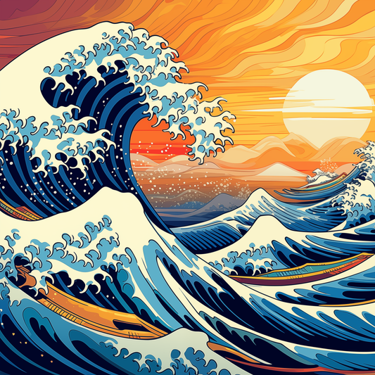Pop art - Disegno onda di Hokusai in stile Van Gogh