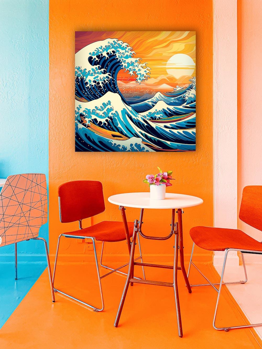 Pop art - Onda di Hokusai in stile Van Gogh | Stampa piatta HD o in 3D - Materico