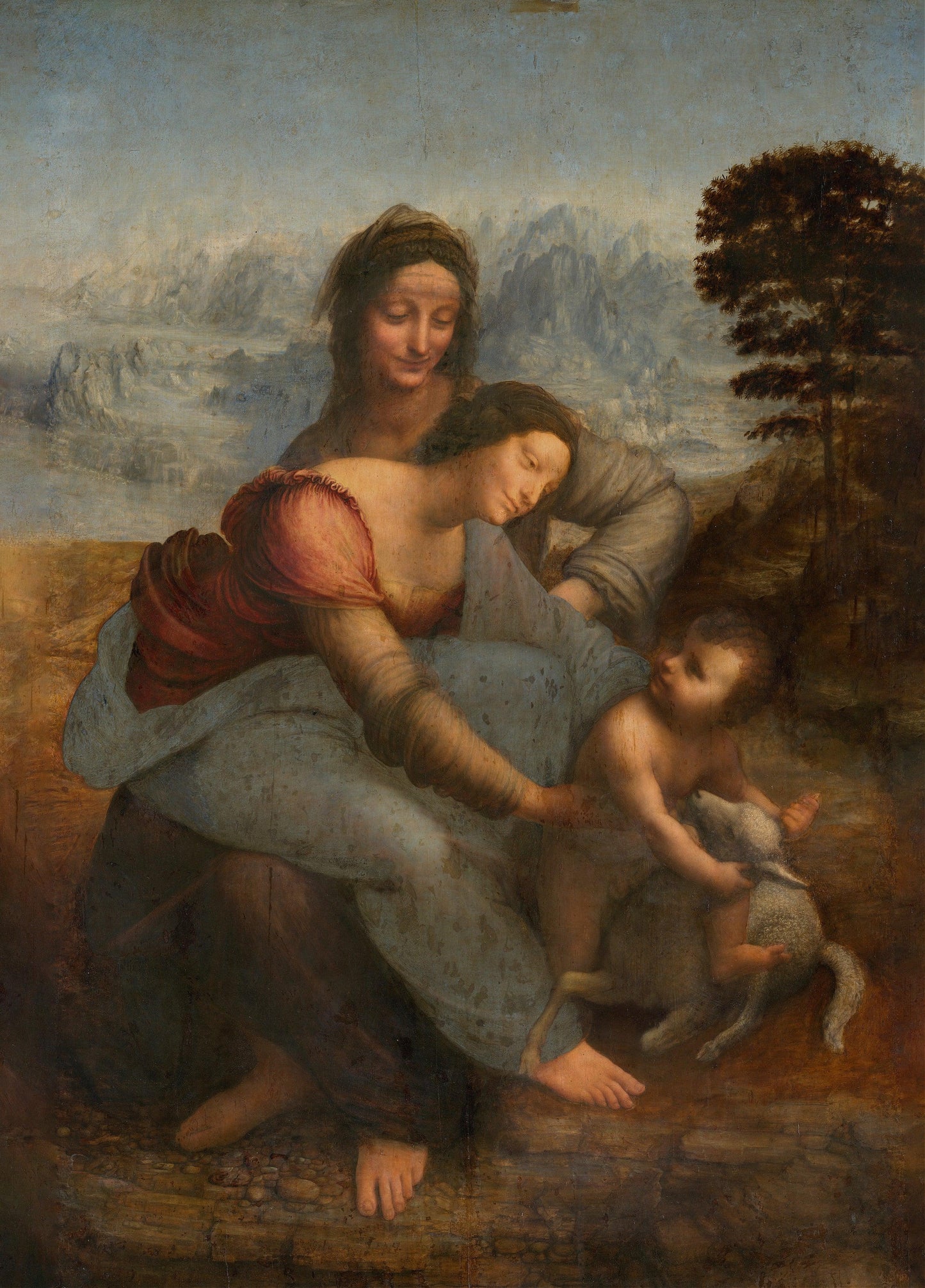 Da Vinci - Sant’Anna, la Vergine e il Bambino con l’agnellino | Effetto lucido - Materico