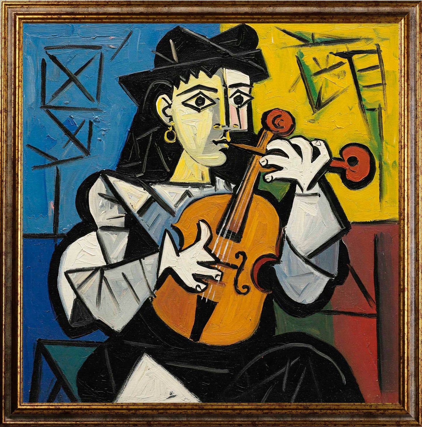 Ispirazione Picasso - Donna con violino | Stampa piatta HD o in 3D