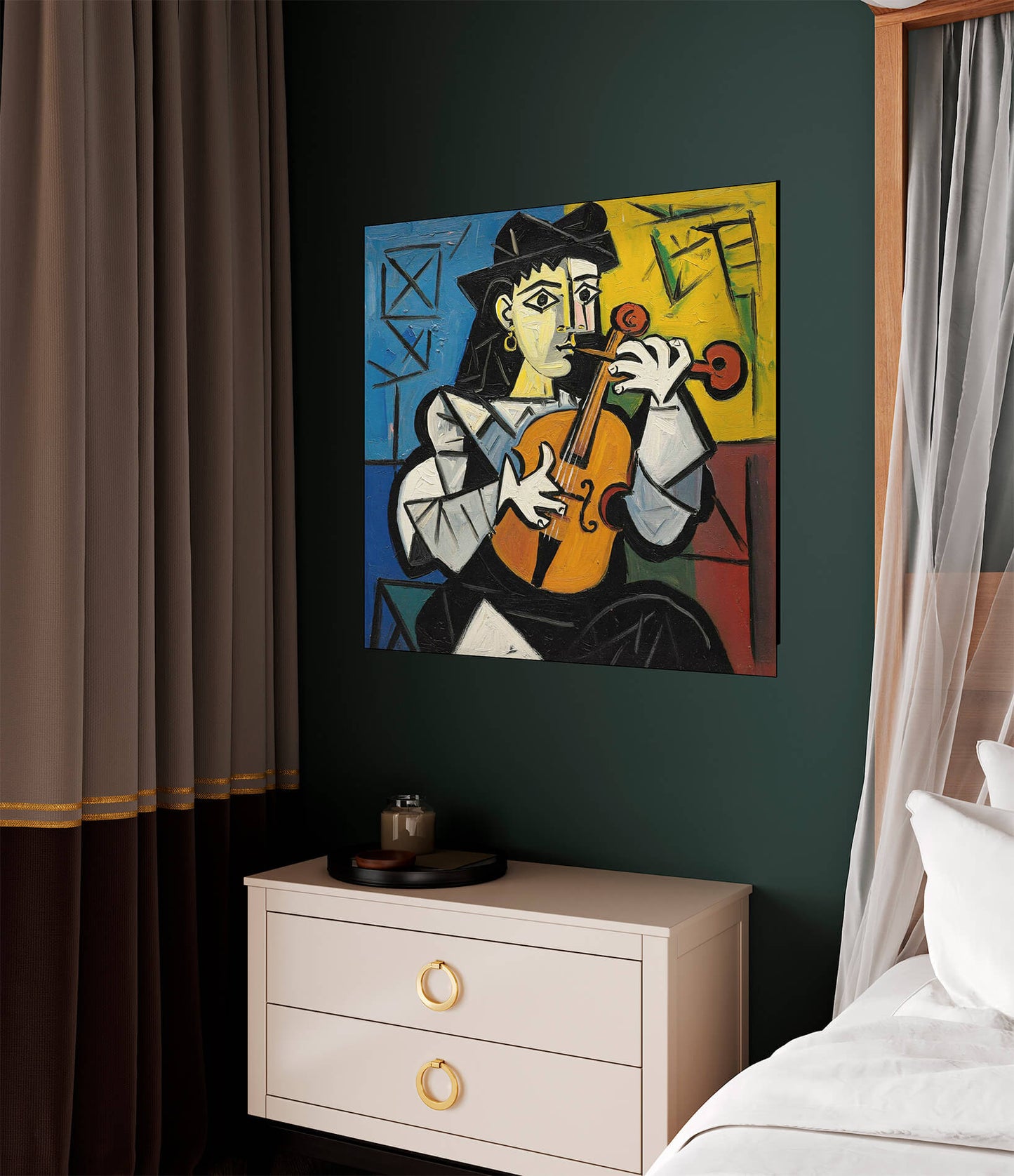 Ispirazione Picasso - Donna con violino | Stampa piatta HD o in 3D