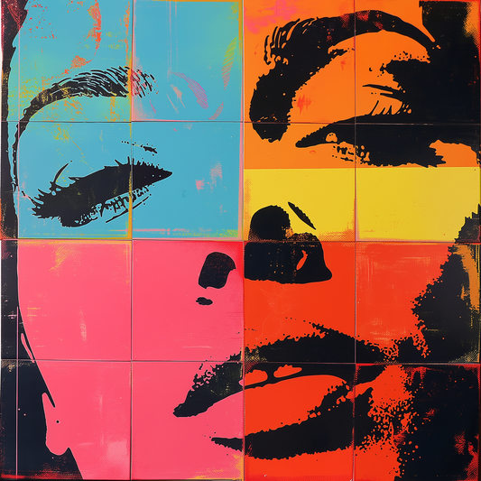 Pop art - Disegno frontale volto donna ispirato a Andy Warhol