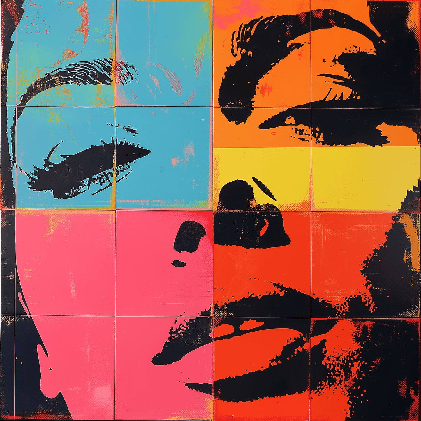 Pop art - Disegno frontale volto donna ispirato a Andy Warhol | Effetto lucido - Materico
