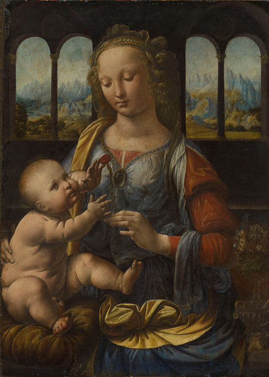 Da Vinci - Heilige Anna, die Jungfrau und das Kind mit dem Lamm | Glanzeffekt