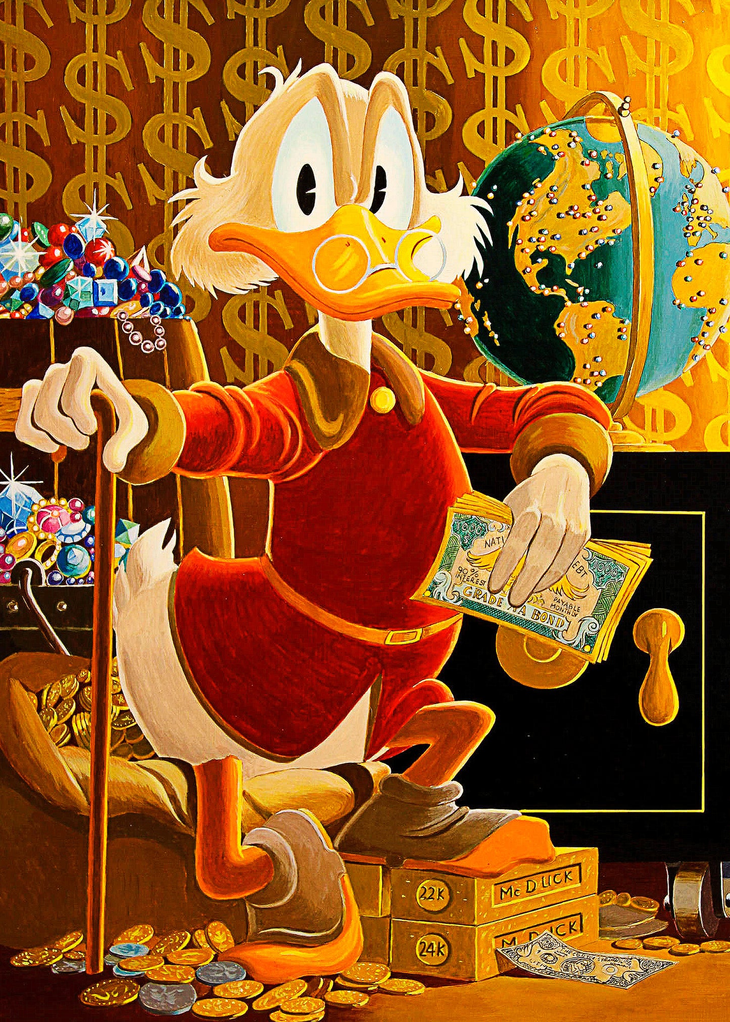 Street art - Paperino Gold | Stampa piatta HD o in 3D