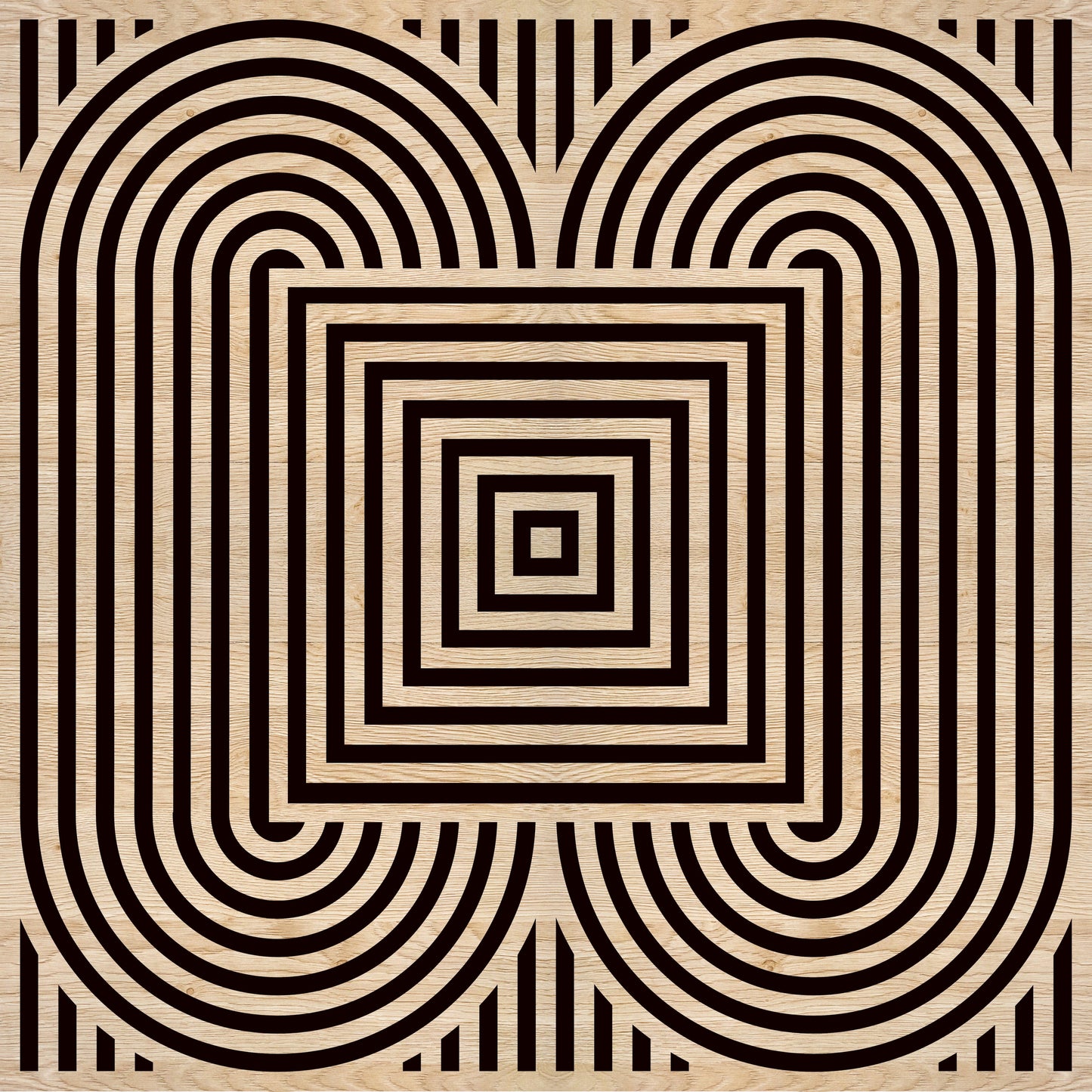 Effetto Legno - Serie geometrica concentrica | con texture in rilievo Stampato in 3D - Materico