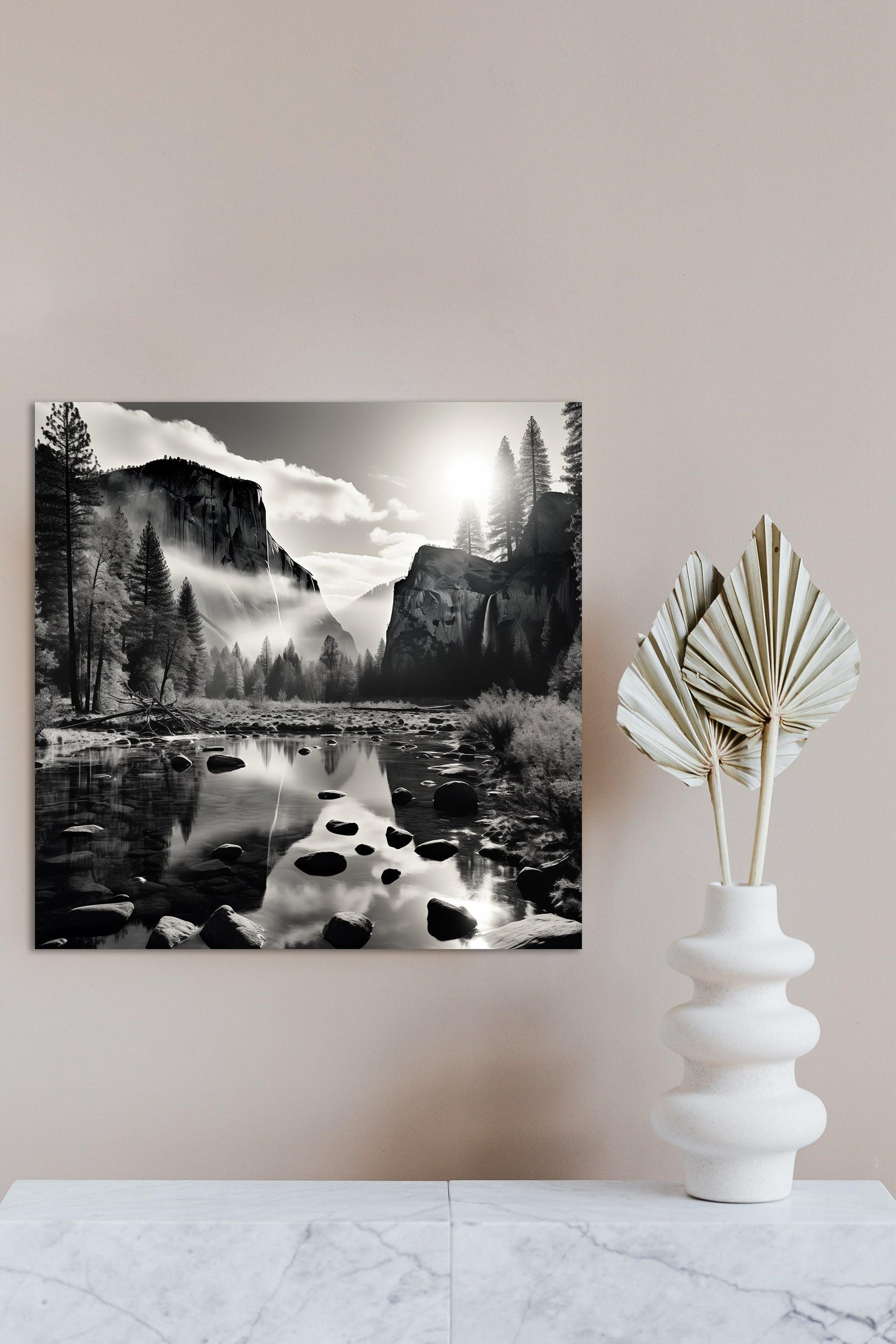 Disegno bianco e nero - Yosemite stile Ansel Adams | Effetto lucido - Materico