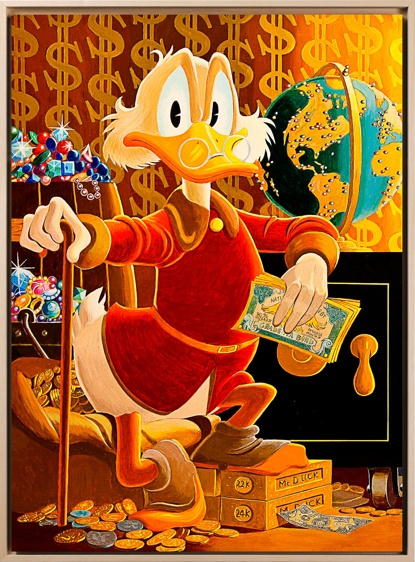 Street art - Paperino Gold | Stampa piatta HD o in 3D