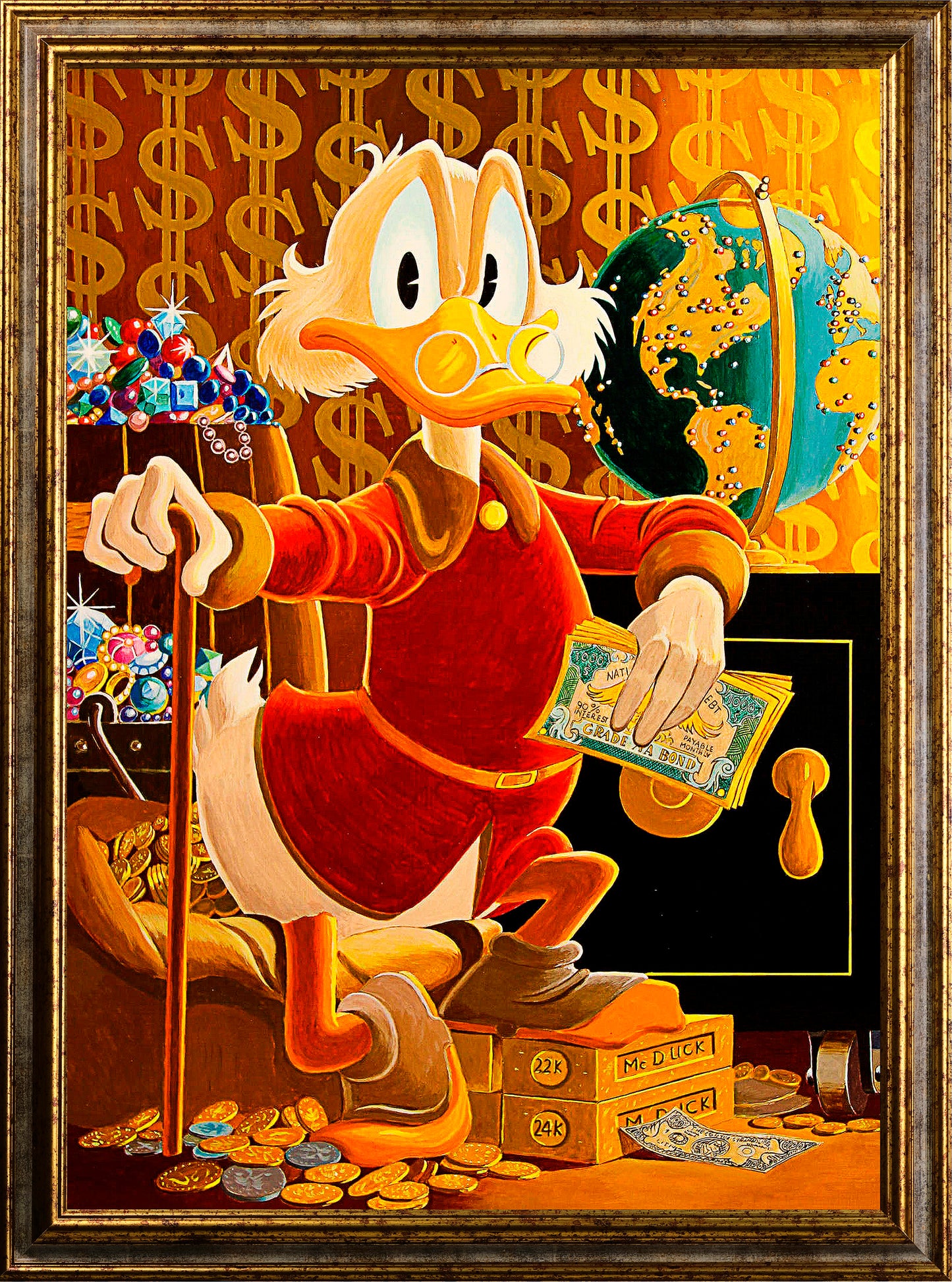 Street art - Paperino Gold | Stampa piatta HD o in 3D