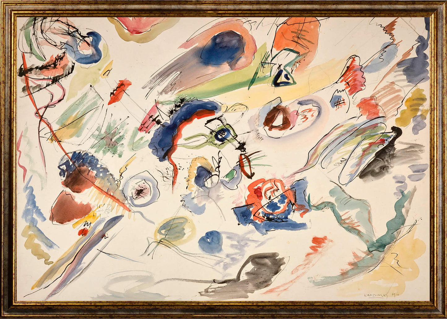 Kandinsky- Primo acquerello astratto | Stampa piatta HD o in 3D