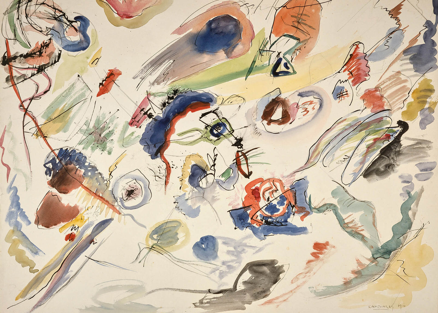 Kandinsky- Primo acquerello astratto | Stampa piatta HD o in 3D