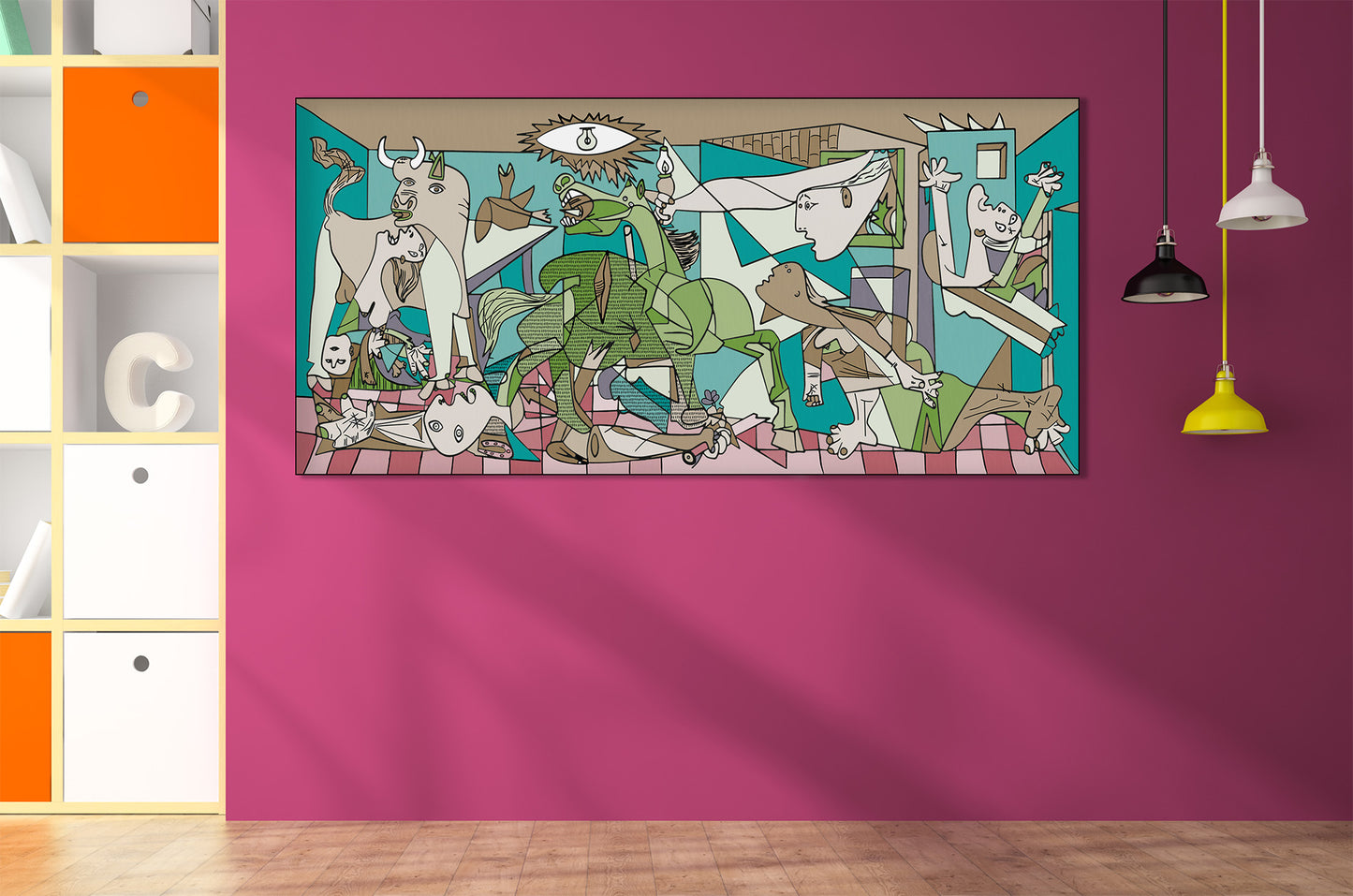 Ispirazione Picasso - Guernica colori pastello | Stampa piatta HD o in 3D